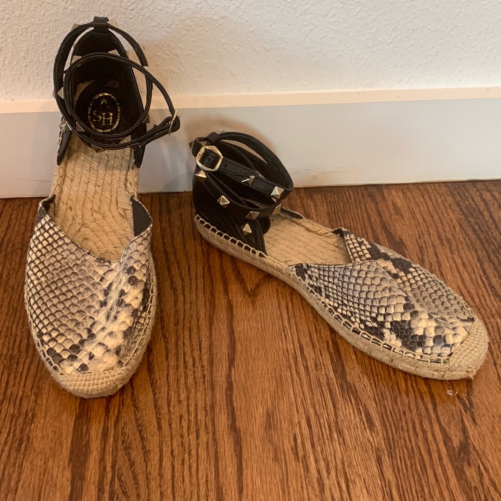 Ash Zania Snake Embossed Espadrille Sandals in Roccia, Sz 39 - Picture 2 of 13